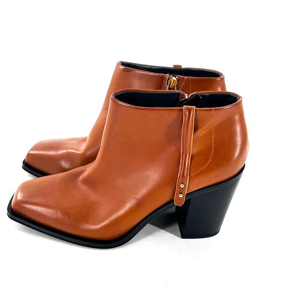 Franco Sarto Vivica Ankle Booties 11 NWOT Tan Square Toe Block Heel Western - Picture 7 of 10